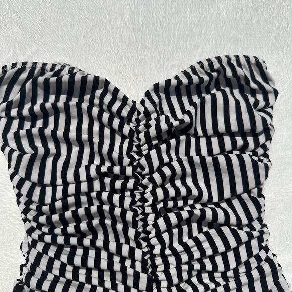 Norma Kamali Slinky Marissa Ivy Black White Stripe One Piece Swimsuit Small NWOT - Picture 7 of 13